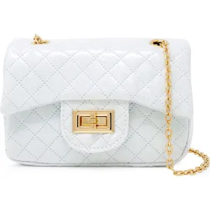 Classic Quilted Sparkle Mini Purse - White