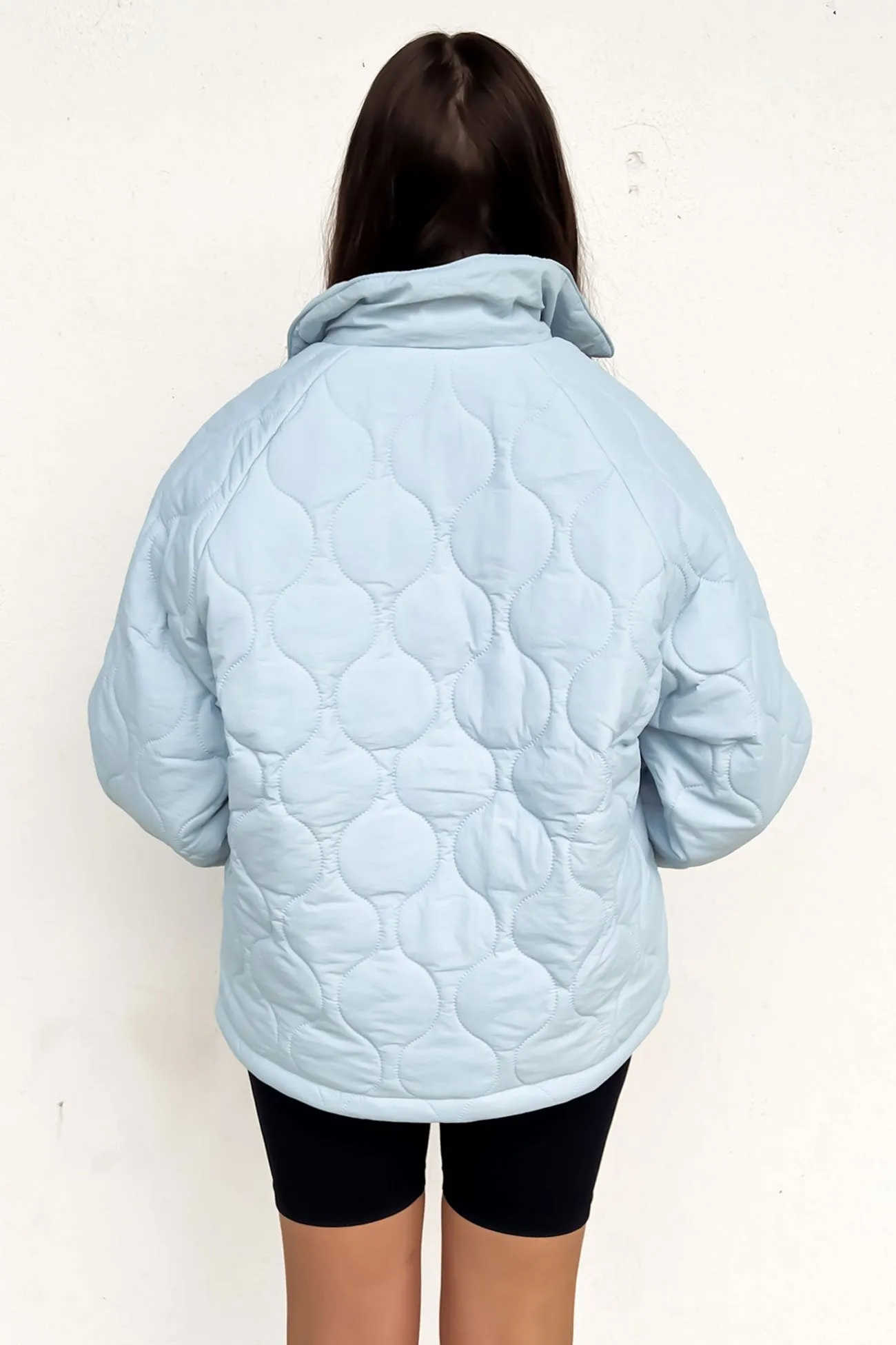 Aimee Quilted Jacket Baby Blue White