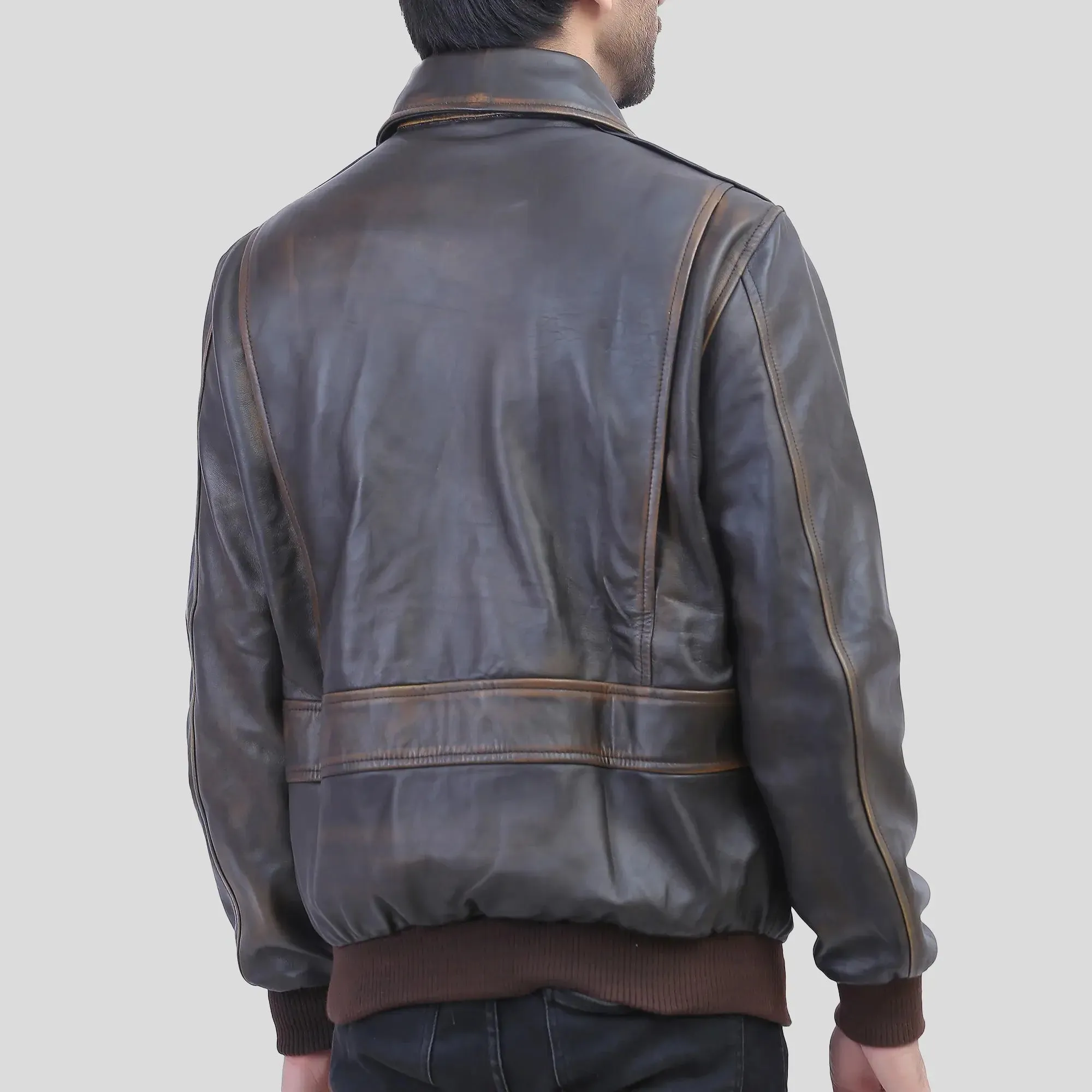 Air Force A2 Leather Flight Bomber Jacket for Men