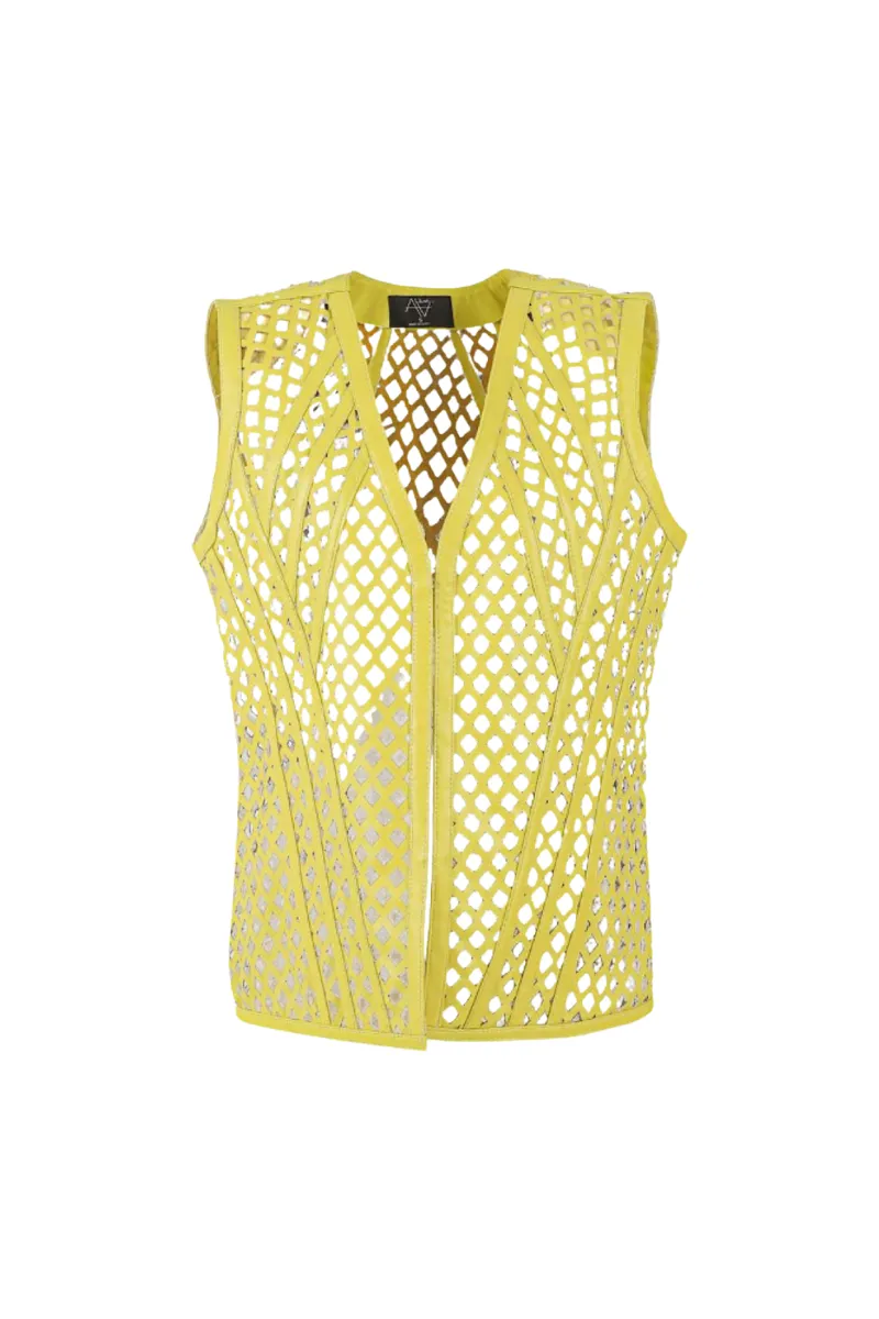 AURELIA LEATHER VEST YELLOW