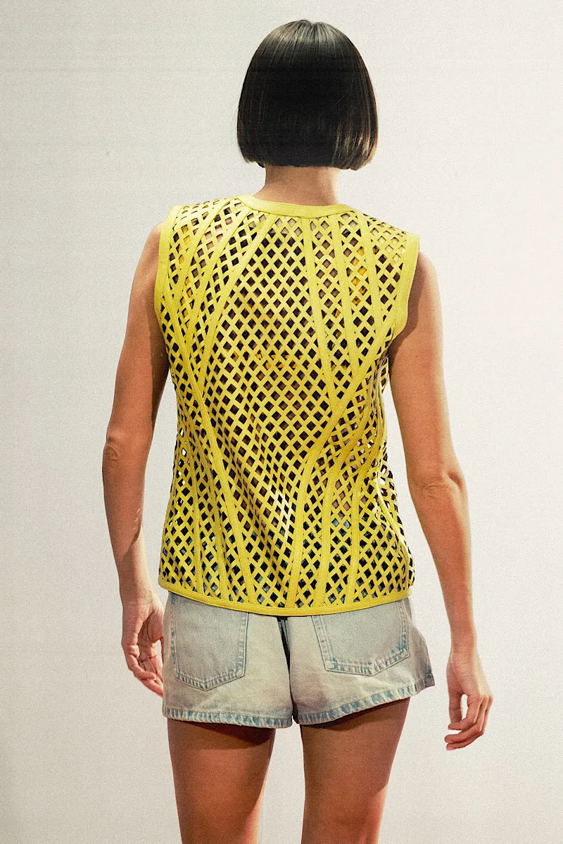 AURELIA LEATHER VEST YELLOW