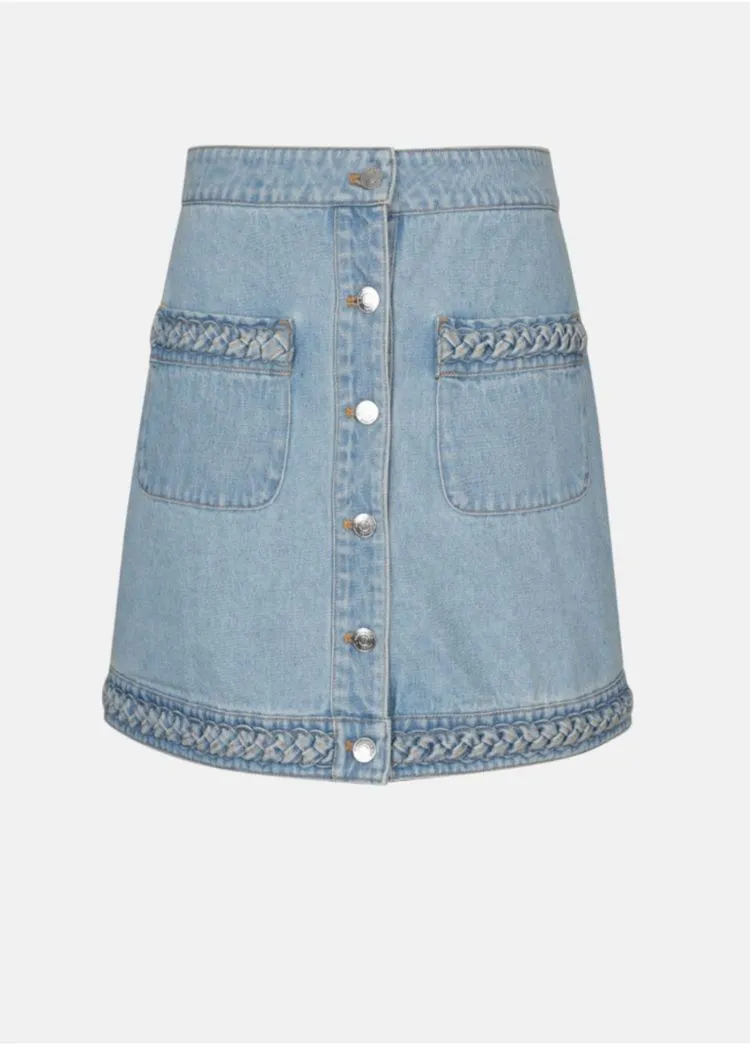 Berenice Janice Short denim skirt with woven pockets