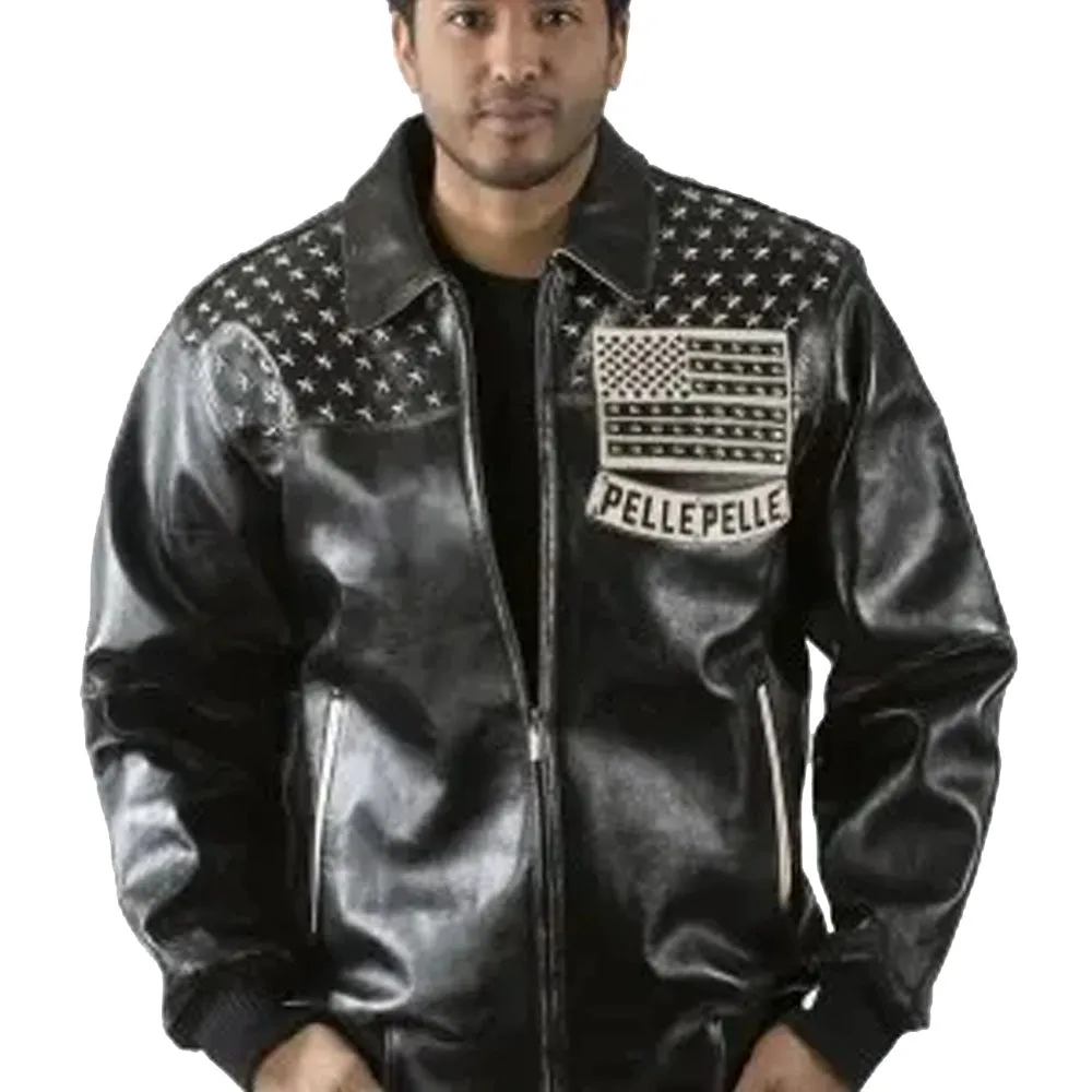 Buy Best Fashion Style New 2024 Looking Pelle Pelle Americana Black Genuine Studded Jacket