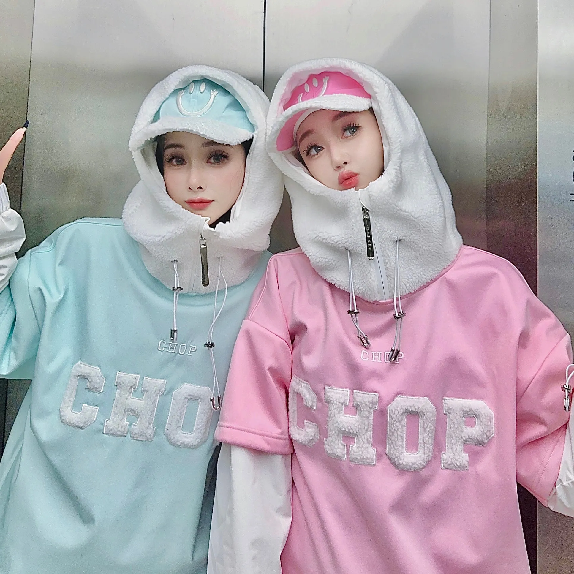 CHOPCHOP Candy Pop Fluffy Snow Bibpants and Hoodie