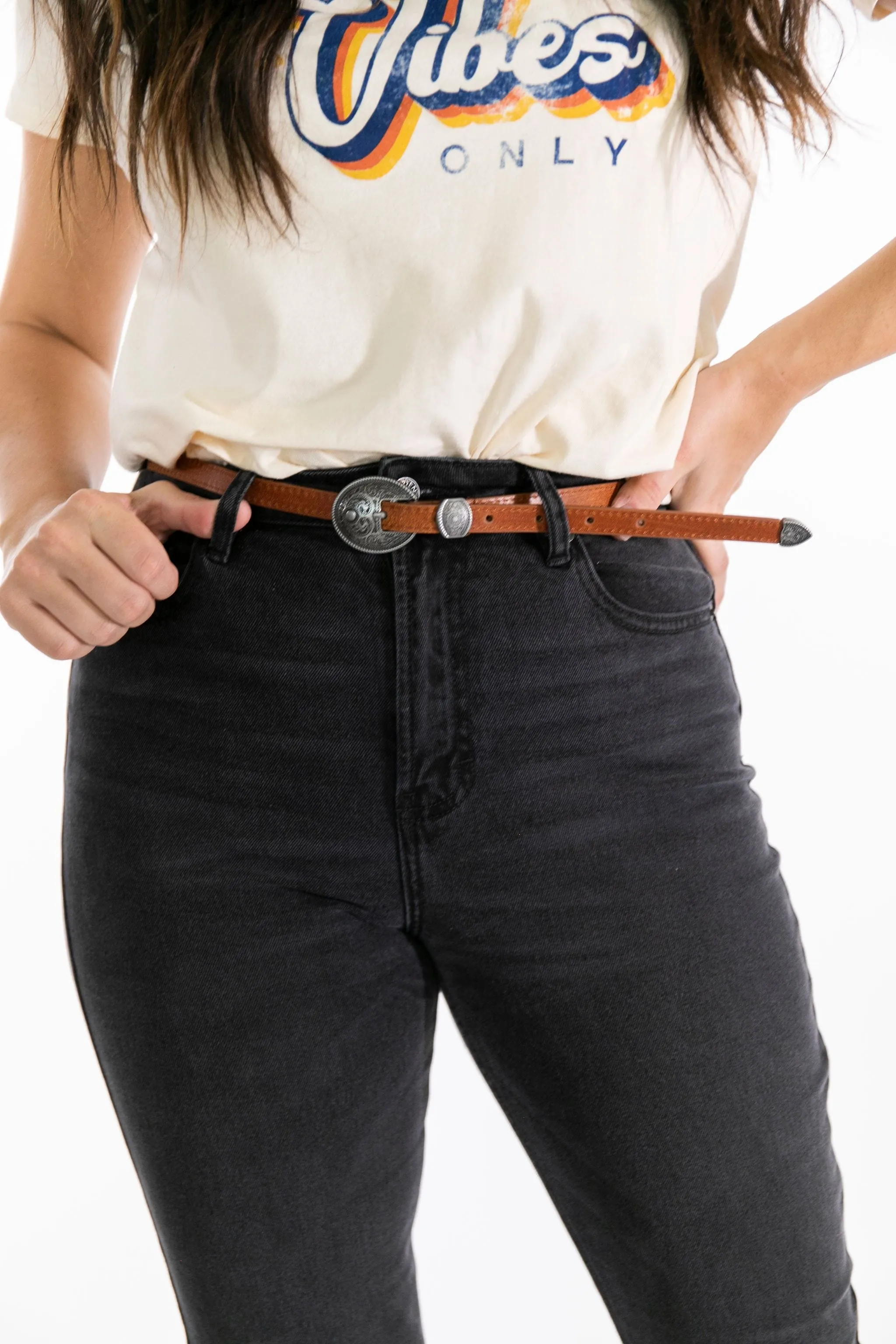 Concho Leather Belt tan