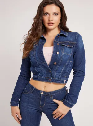 Dark Blue Denim Sexy Crop Trucker Jacket