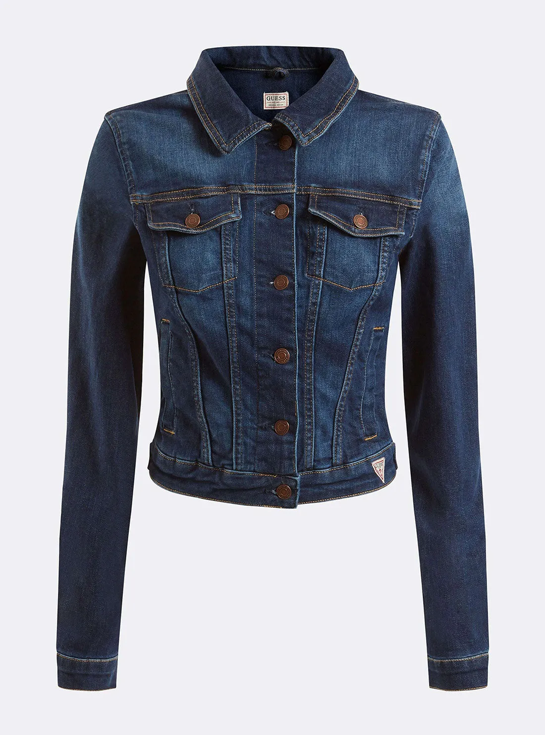 Dark Blue Denim Sexy Crop Trucker Jacket