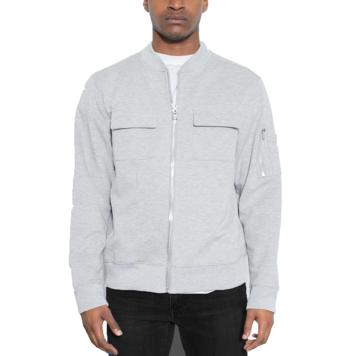 Dual Pocketed Grey Bomber