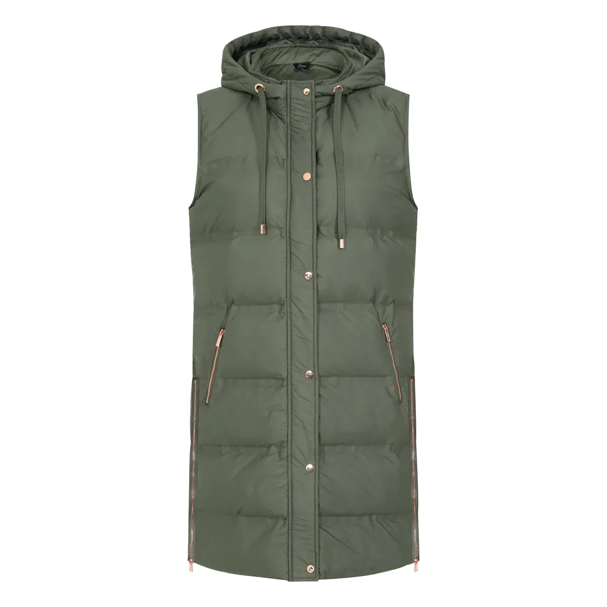 EMRECO Khaki Longline Quilted Gilet