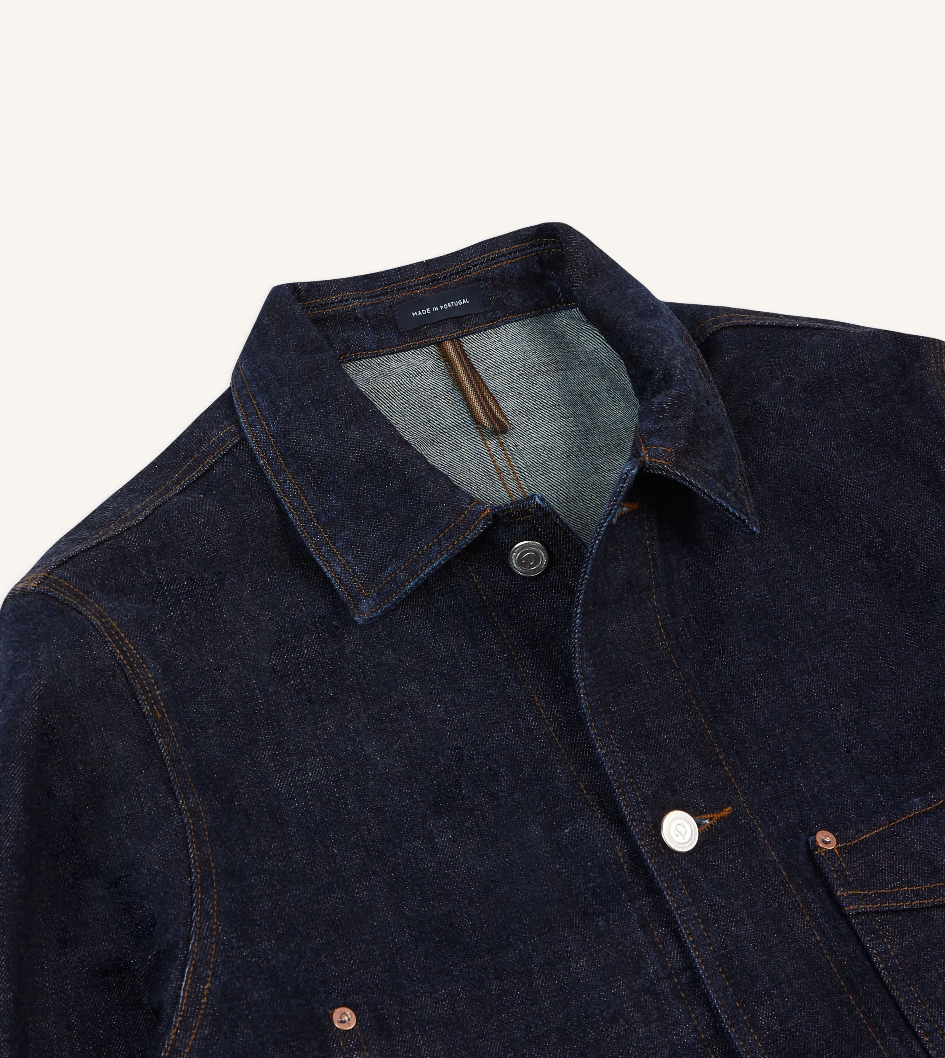 Indigo Rinse Denim Five-Pocket Chore Jacket