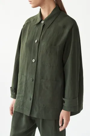 MARA JACKET - FOREST GREEN - SILK/LINEN