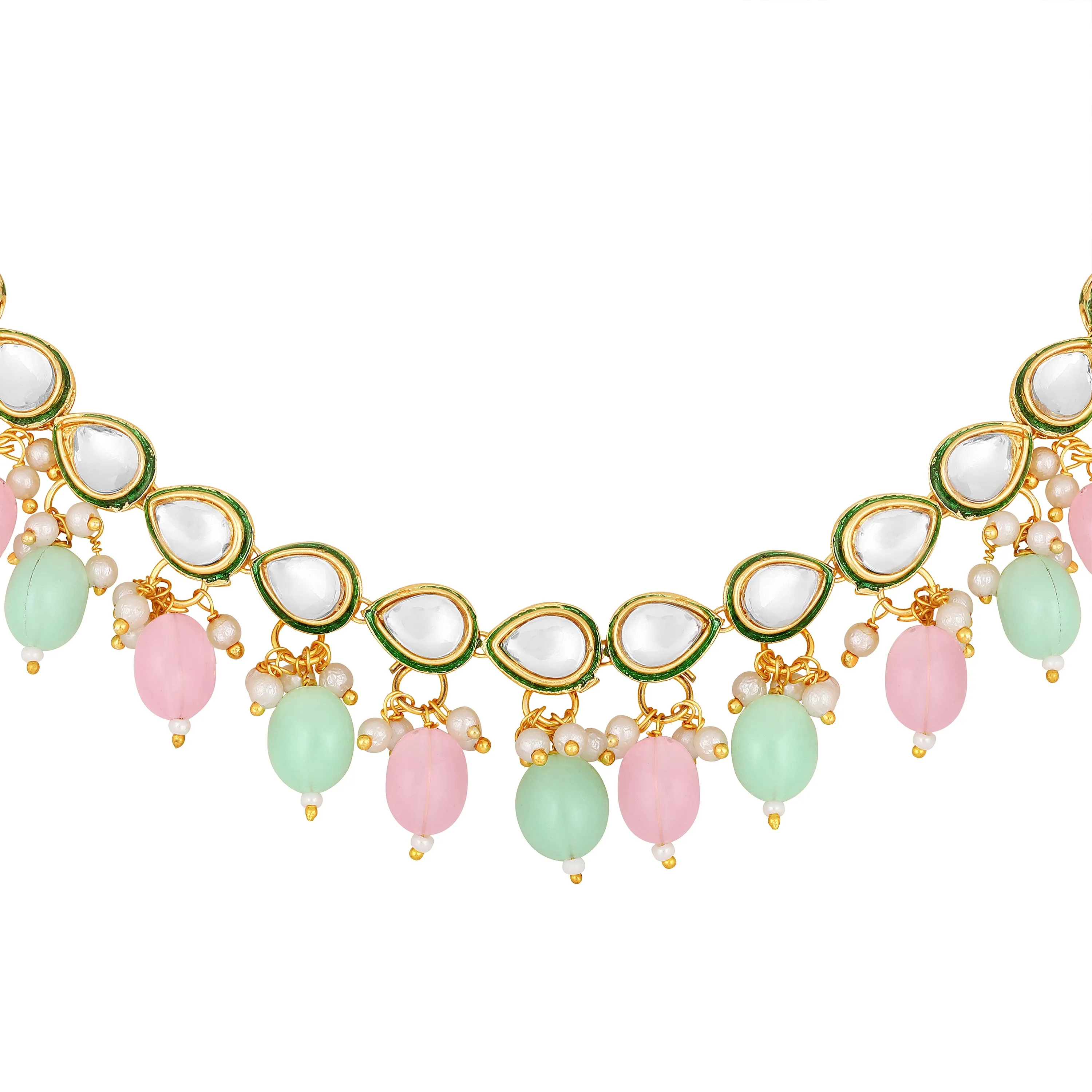 Meenakari Work Multicoloured Kundan Necklace Set