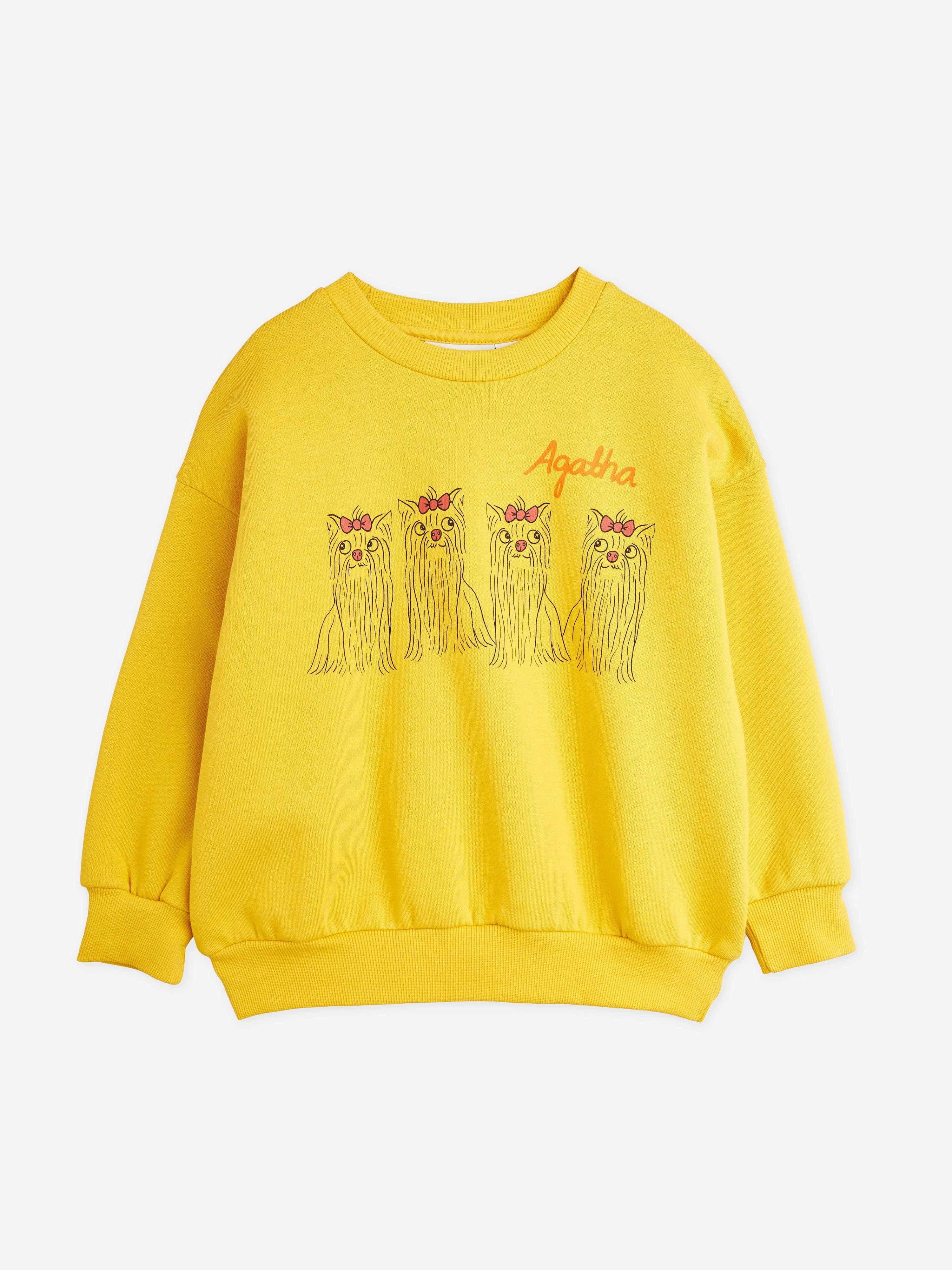 Mini Rodini Kids Agaha Dogs Swetshirt in Yellow