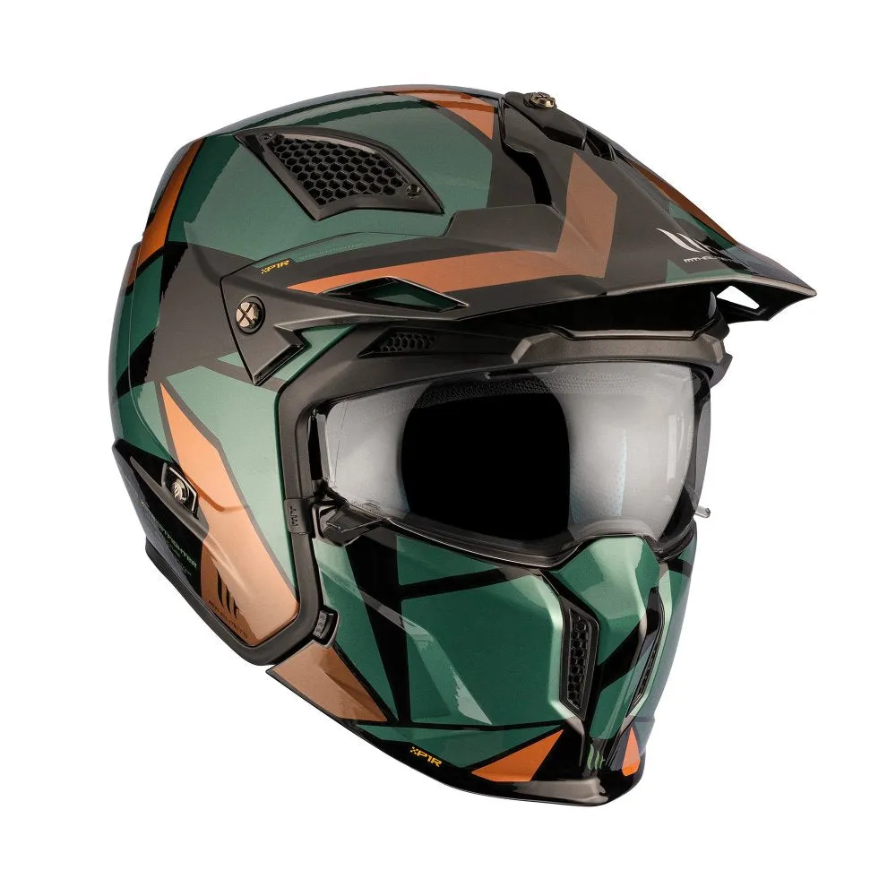 MT Streetfighter SV S P1R A9 Matt Blk Green Gold Off Road Adventure Helmet