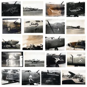 Authentic WWII U.S. B-17 & B-24 Bomber Aircraft Nose Art Photo Collection - Set of 20 Vintage 4x5 Photos