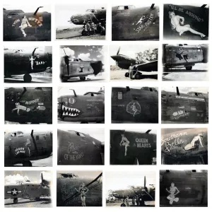 Original U.S. WWII B-17 B-24 Bomber & Fighter Aircraft Nose Art Photograph Collection 4”x5” - 20 Photos