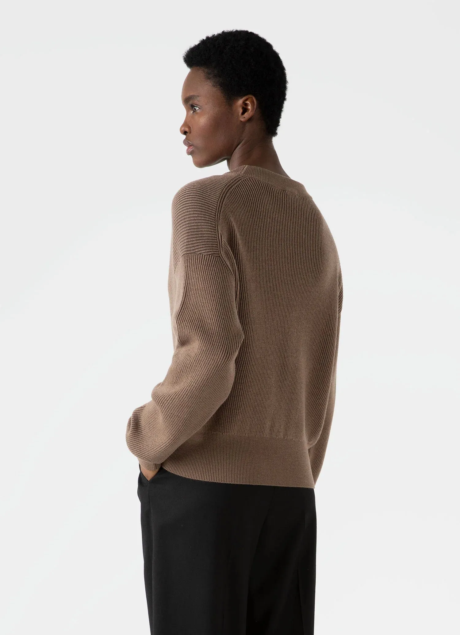 Ribbed Crew Neck Jumper - Cedar