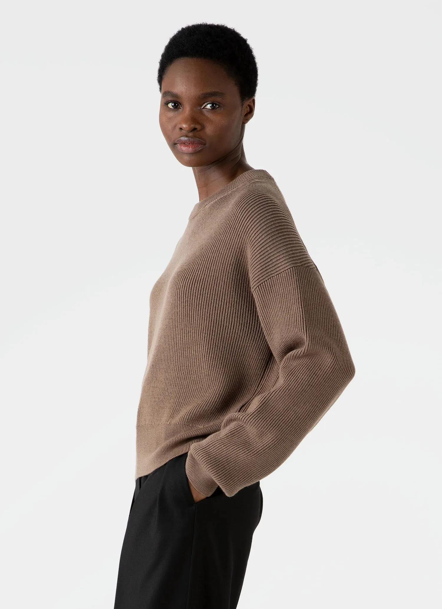 Ribbed Crew Neck Jumper - Cedar