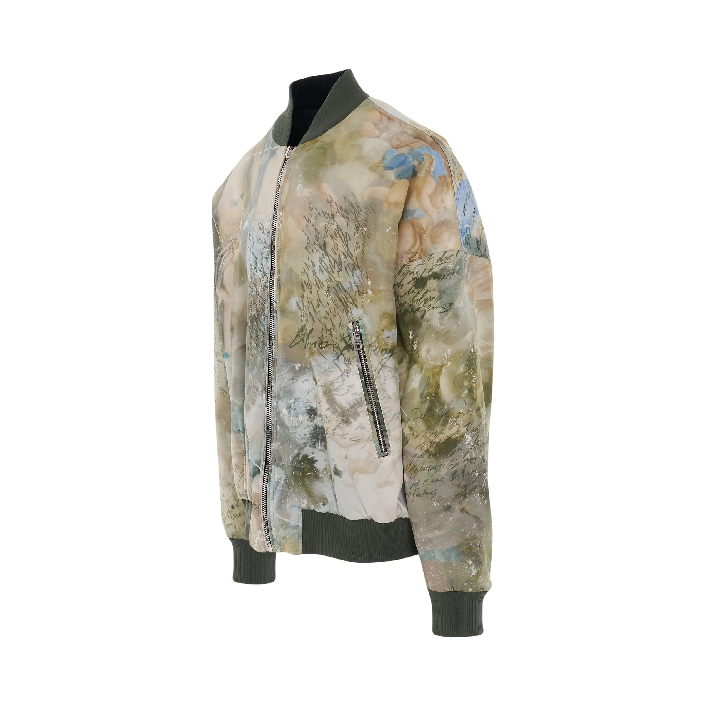 Sky Printed Reversible Bomber Jacket in Multi Colour