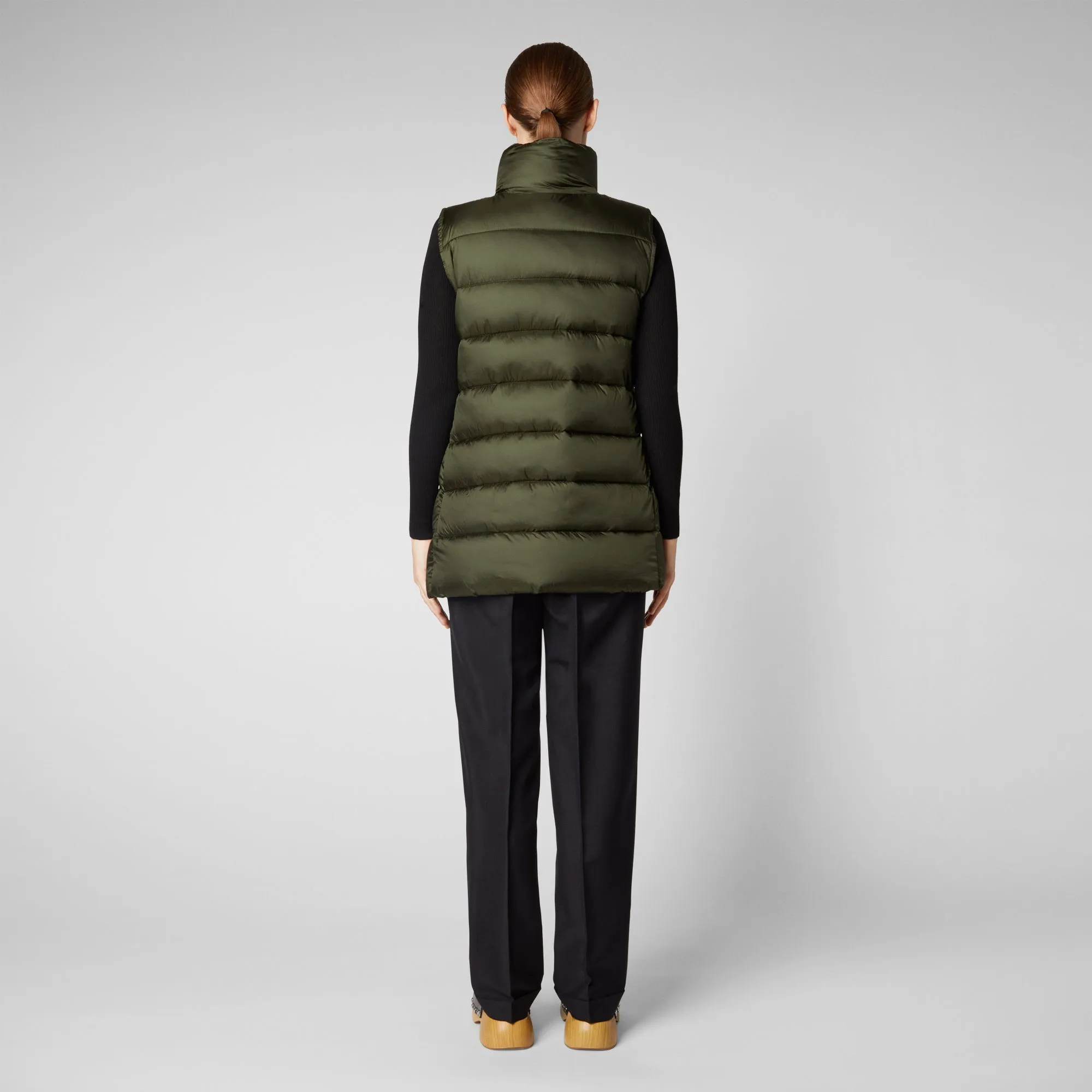 Women's Coral Puffer Vest in Pine Green