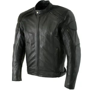 Xelement B7366 'Executioner' Men's Black Leather Racer Jacket with X-Armor Protection